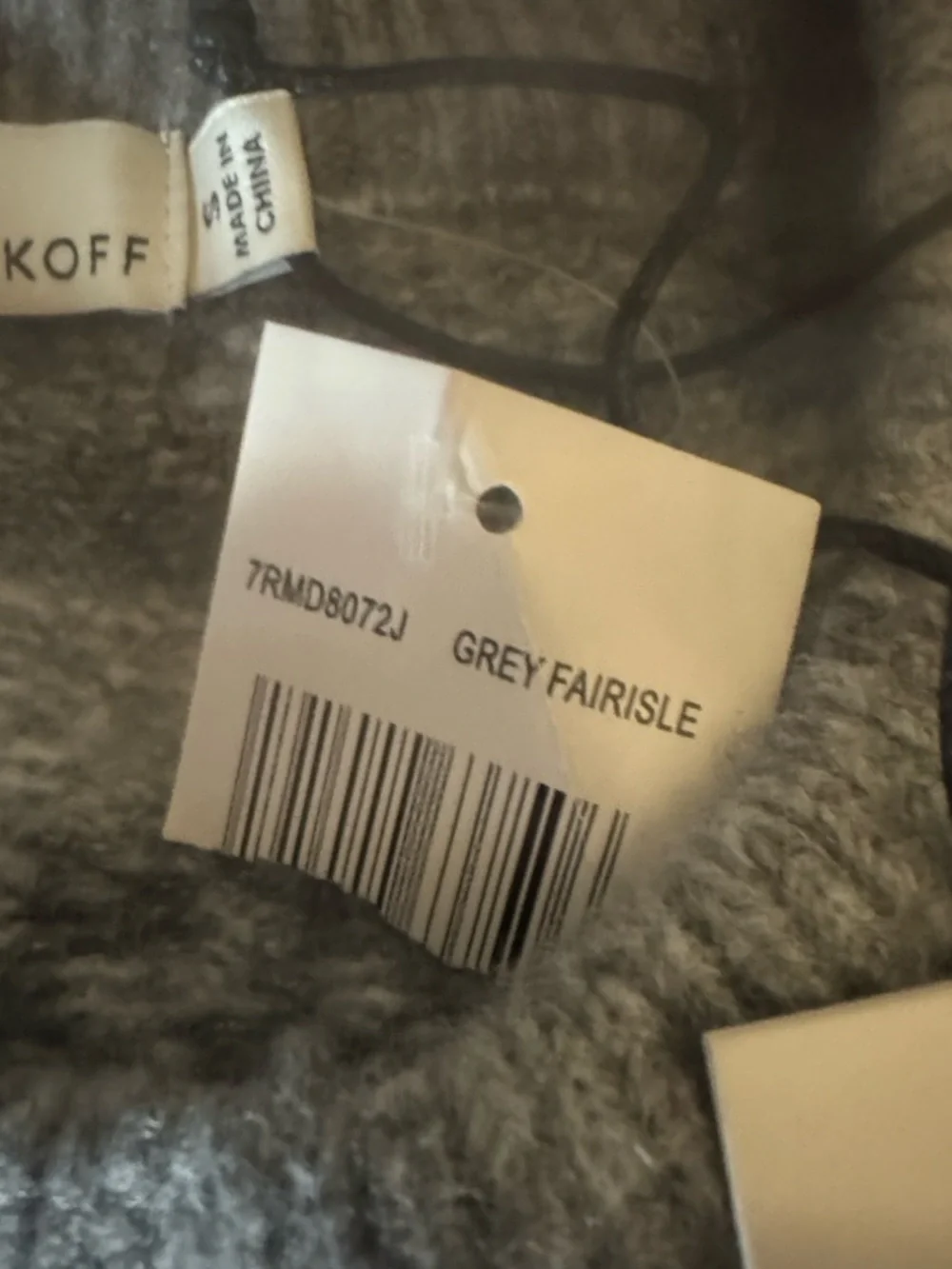 Rebecca Minkoff gray Fair Isle sweater Size Small New with tag